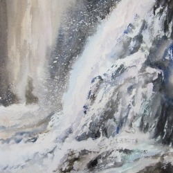 “Waterfall Twilight”, Bev Morgan, Watercolour, 17 in x 13 in, #1047, $200