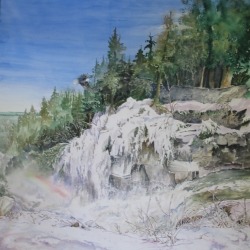 “Winter Thaw”, Bev Morgan, Watercolour and Pen, 38 in x 38 in, #1051, $850