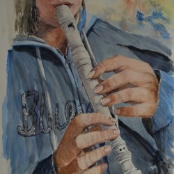 “Duct Flute”, Bev Morgan, Watercolour, 26 in x 22 in, #985, $550